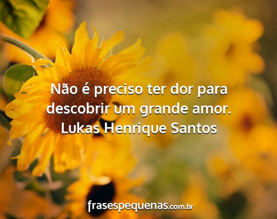 Lukas Henrique Santos - Não é preciso ter dor para descobrir um grande...