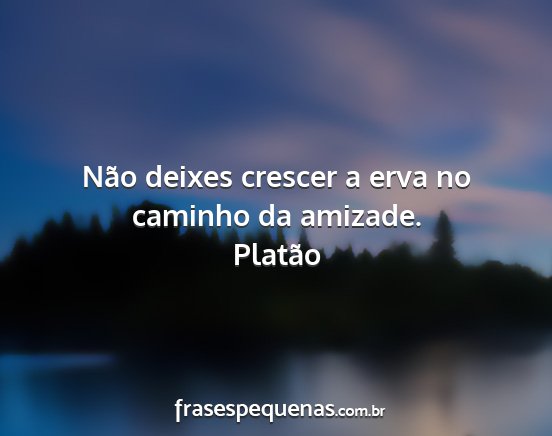 Platão - Não deixes crescer a erva no caminho da amizade....