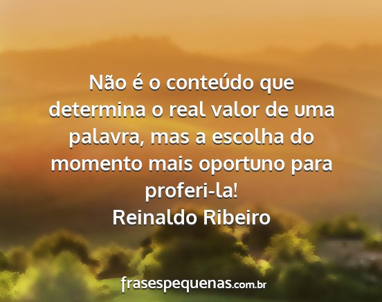 Reinaldo Ribeiro - Não é o conteúdo que determina o real valor de...