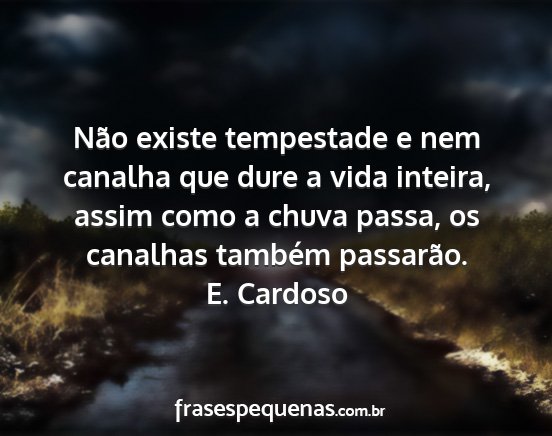 E. Cardoso - Não existe tempestade e nem canalha que dure a...