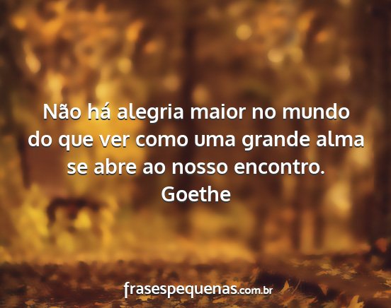 Goethe - Não há alegria maior no mundo do que ver como...
