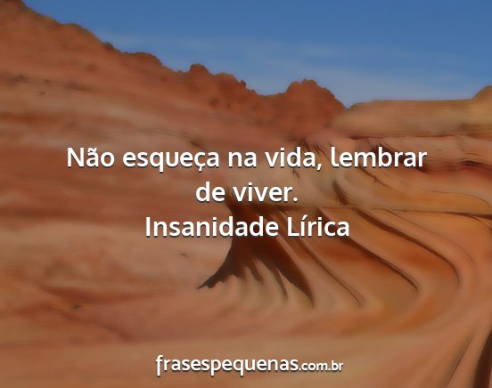 Insanidade Lírica - Não esqueça na vida, lembrar de viver....