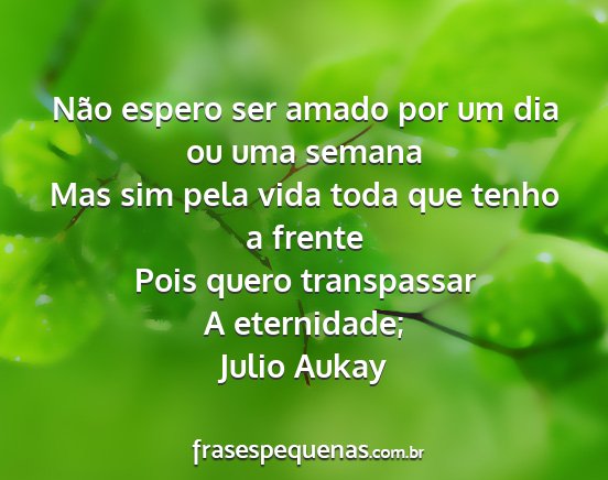 Julio Aukay - Não espero ser amado por um dia ou uma semana...