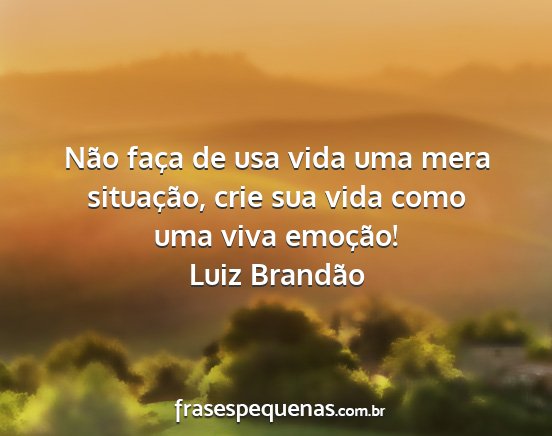 Luiz Brandão - Não faça de usa vida uma mera situação, crie...