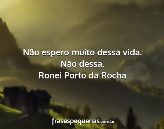 Ronei Porto da Rocha - Não espero muito dessa vida. Não dessa....