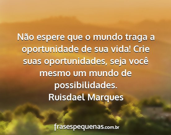 Ruisdael Marques - Não espere que o mundo traga a oportunidade de...