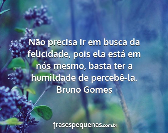 Bruno Gomes - Não precisa ir em busca da felicidade, pois ela...