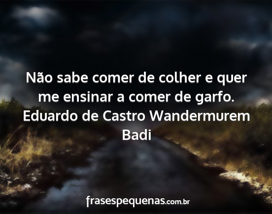Eduardo de Castro Wandermurem Badi - Não sabe comer de colher e quer me ensinar a...