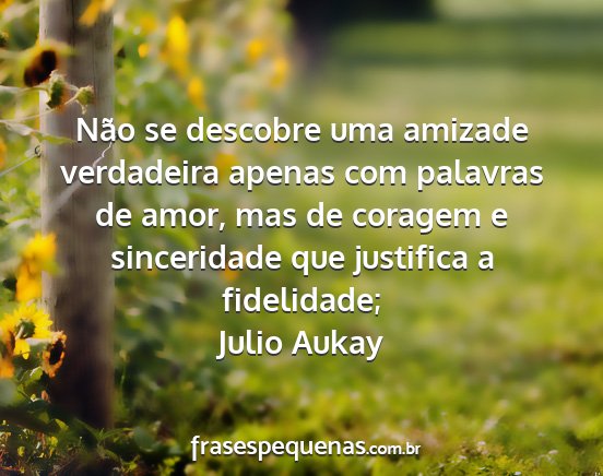 Julio Aukay - Não se descobre uma amizade verdadeira apenas...