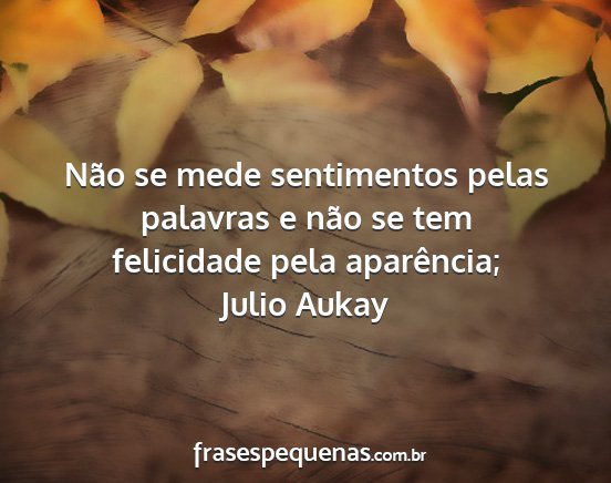 Julio Aukay - Não se mede sentimentos pelas palavras e não se...