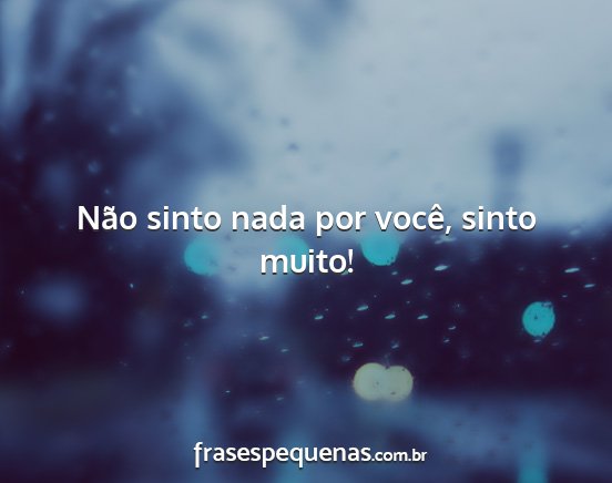 Não sinto nada por você, sinto muito!...