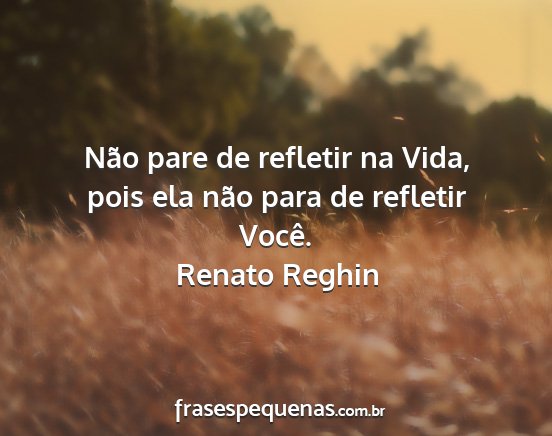 Renato Reghin - Não pare de refletir na Vida, pois ela não para...