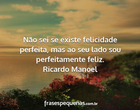 Ricardo Manoel - Não sei se existe felicidade perfeita, mas ao...