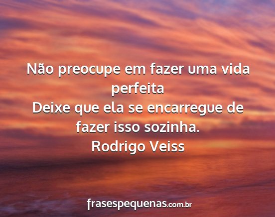 Rodrigo Veiss - Não preocupe em fazer uma vida perfeita Deixe...