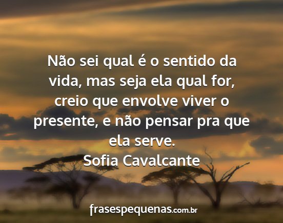 Sofia Cavalcante - Não sei qual é o sentido da vida, mas seja ela...