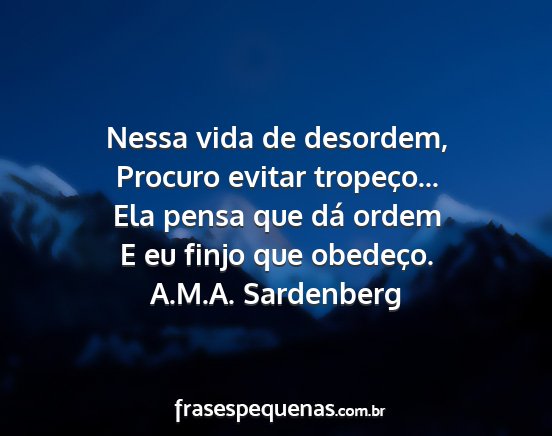 A.M.A. Sardenberg - Nessa vida de desordem, Procuro evitar...