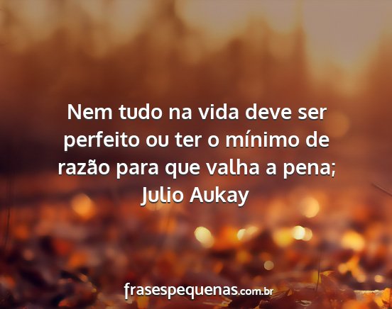 Julio Aukay - Nem tudo na vida deve ser perfeito ou ter o...