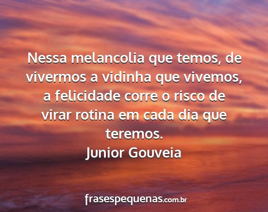 Junior Gouveia - Nessa melancolia que temos, de vivermos a vidinha...