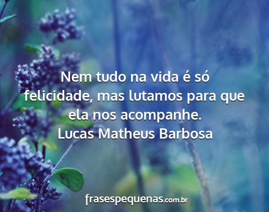 Lucas Matheus Barbosa - Nem tudo na vida é só felicidade, mas lutamos...