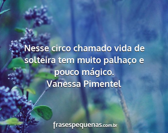 Vanessa Pimentel - Nesse circo chamado vida de solteira tem muito...