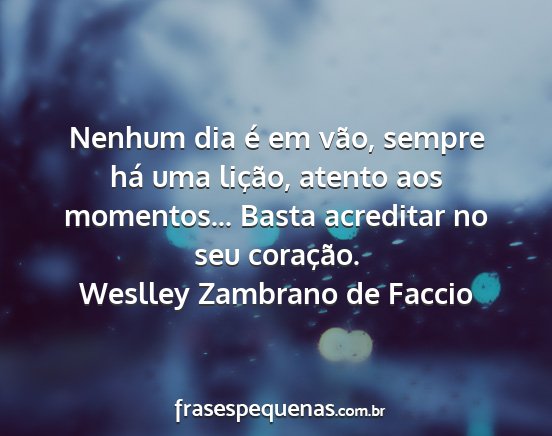 Weslley Zambrano de Faccio - Nenhum dia é em vão, sempre há uma lição,...