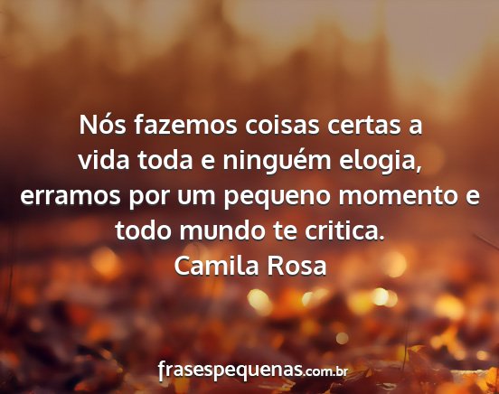 Camila Rosa - Nós fazemos coisas certas a vida toda e ninguém...