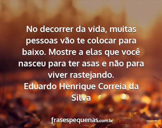 Eduardo Henrique Correia da Silva - No decorrer da vida, muitas pessoas vão te...