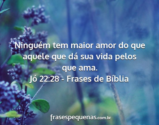 Jó 22:28 - Frases de Bíblia - Ninguém tem maior amor do que aquele que dá sua...