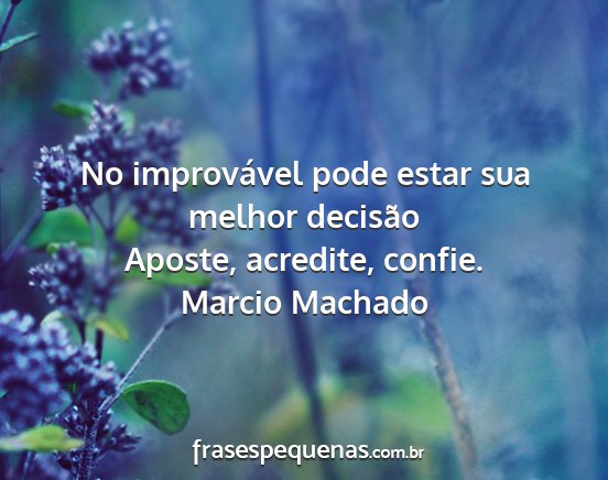 Marcio Machado - No improvável pode estar sua melhor decisão...