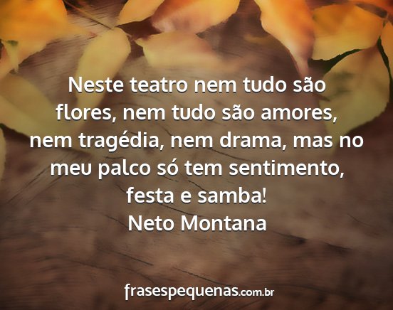 Neto Montana - Neste teatro nem tudo são flores, nem tudo são...