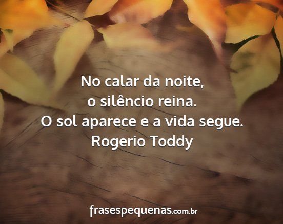 Rogerio Toddy - No calar da noite, o silêncio reina. O sol...