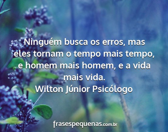 Wilton Júnior Psicólogo - Ninguém busca os erros, mas eles tornam o tempo...