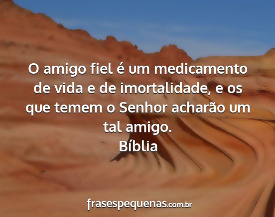 Bíblia - O amigo fiel é um medicamento de vida e de...