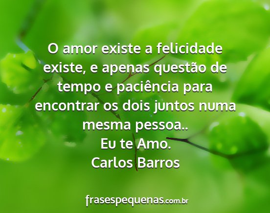 Carlos Barros - O amor existe a felicidade existe, e apenas...
