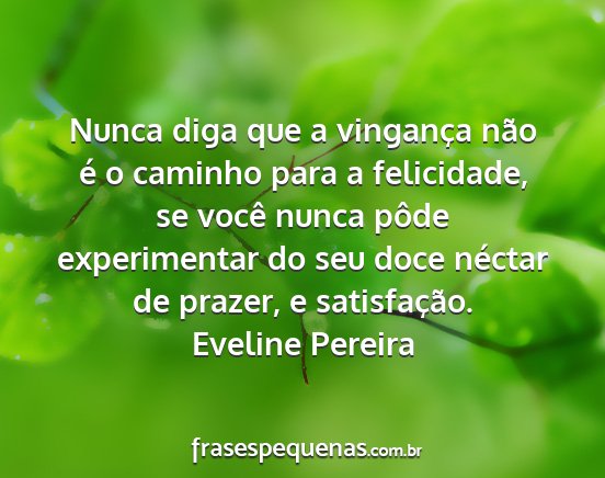 Eveline Pereira - Nunca diga que a vingança não é o caminho para...