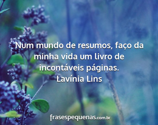 Lavínia Lins - Num mundo de resumos, faço da minha vida um...