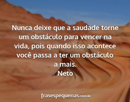 Neto - Nunca deixe que a saudade torne um obstáculo...