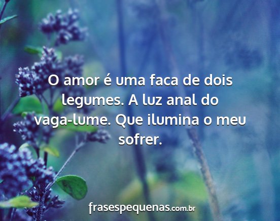 O amor é uma faca de dois legumes. A luz anal do...