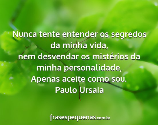 Paulo Ursaia - Nunca tente entender os segredos da minha vida,...
