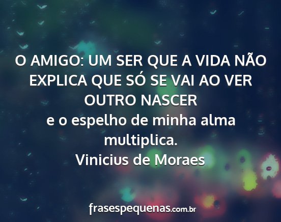 Vinicius de Moraes - O AMIGO: UM SER QUE A VIDA NÃO EXPLICA QUE SÓ...