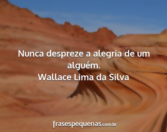 Wallace Lima da Silva - Nunca despreze a alegria de um alguém....