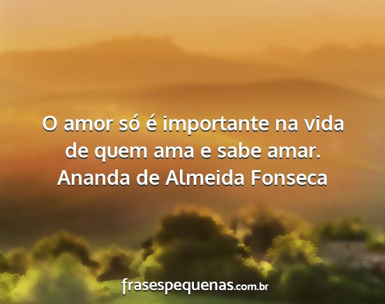 Ananda de Almeida Fonseca - O amor só é importante na vida de quem ama e...