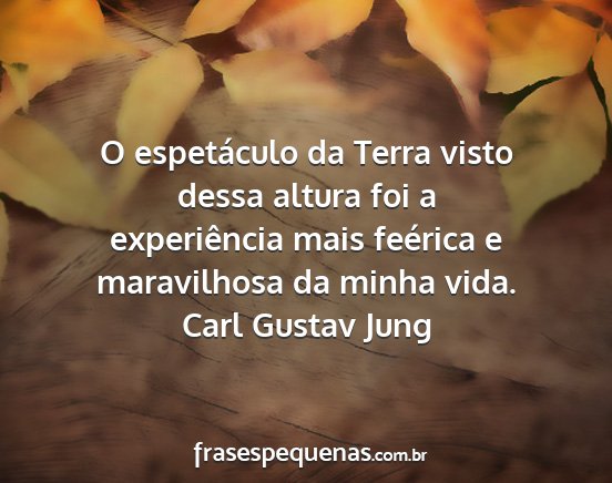 Carl Gustav Jung - O espetáculo da Terra visto dessa altura foi a...