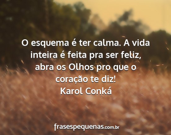 Karol Conká - O esquema é ter calma. A vida inteira é feita...