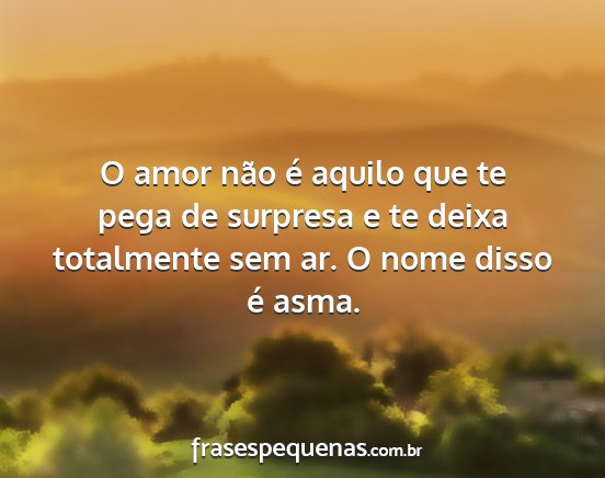 O amor não é aquilo que te pega de surpresa e...