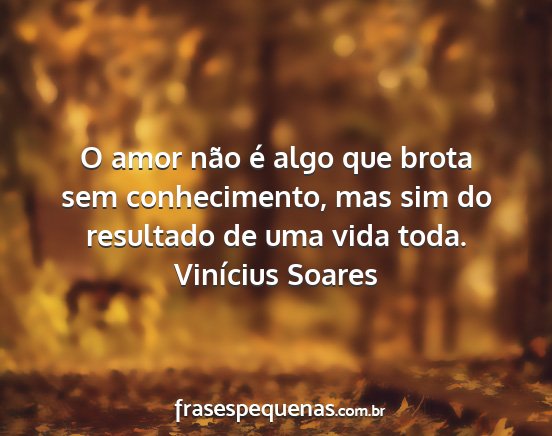 Vinícius Soares - O amor não é algo que brota sem conhecimento,...