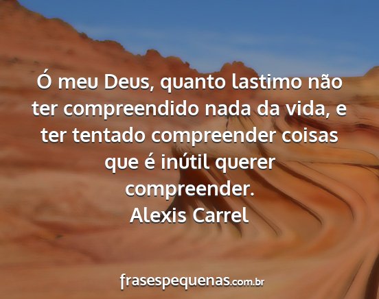 Alexis Carrel - Ó meu Deus, quanto lastimo não ter compreendido...