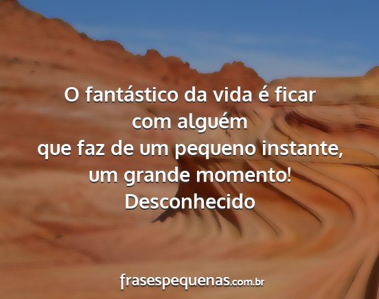 Desconhecido - O fantástico da vida é ficar com alguém que...