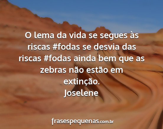 Joselene - O lema da vida se segues às riscas #fodas se...