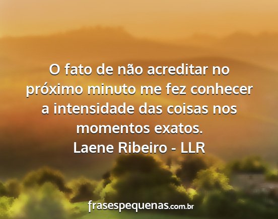 Laene Ribeiro - LLR - O fato de não acreditar no próximo minuto me...